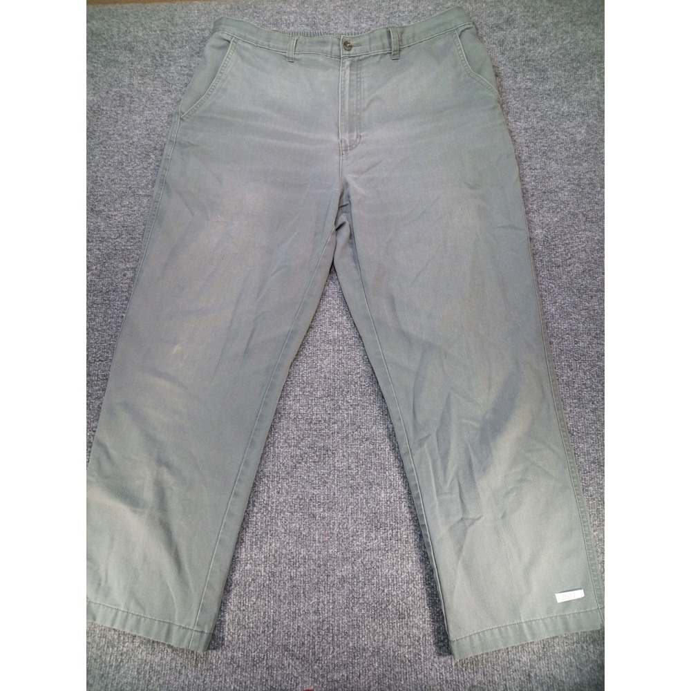 David Taylor Collection Mens 38x29 Green Pleated Chino Pants Cotton Blend Classi